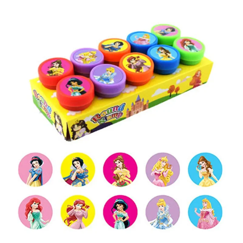 10pcs/Set  Disney Princess Seals Children\'s Cartoon Seals Set Toy Figures Stamp Cute Reward Birthday Gift To Children