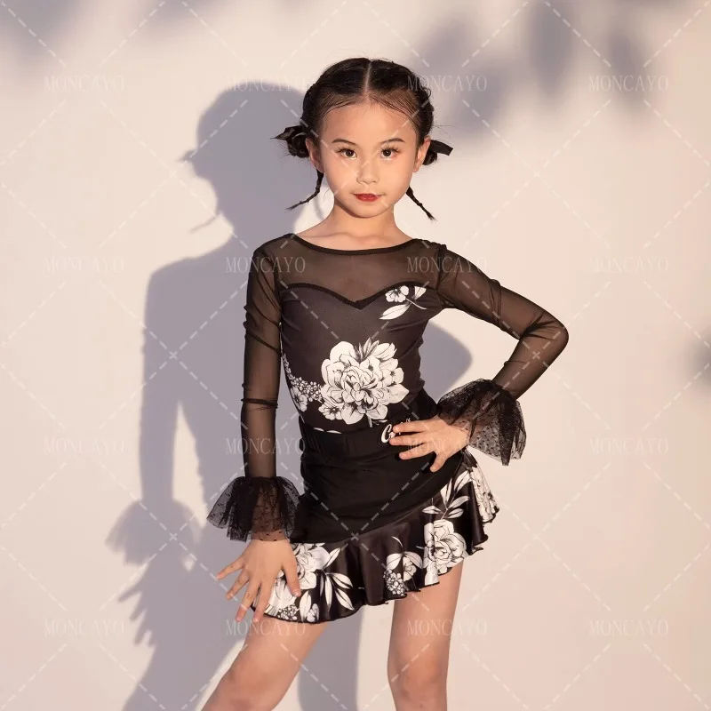 Cha Cha Samba Rumba Tango Latin Dance Dress Girls Salsa Dance Clothes Child Standard Ballroom Dance Competition Dresses Kids