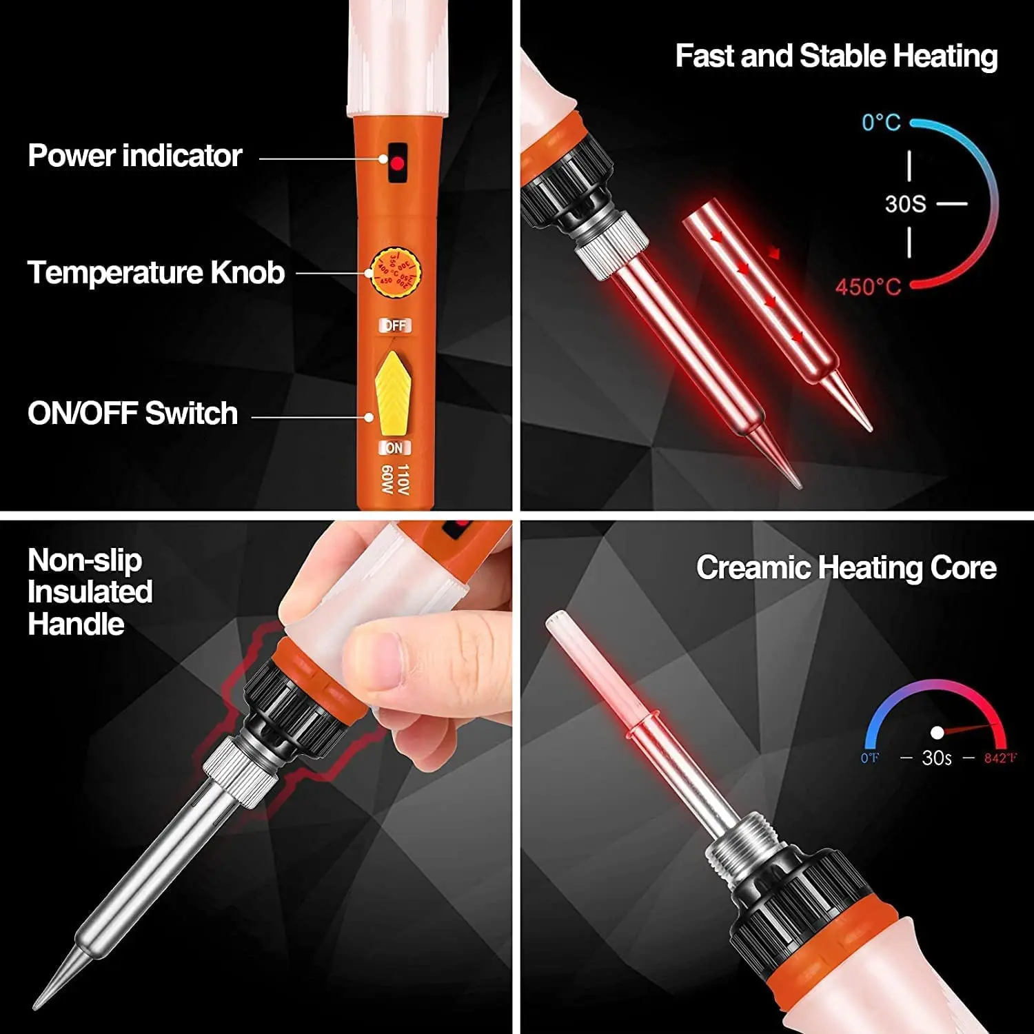 อัพเกรดเครื่องเชื่อมเหล็กชุด60W Tmeperature พร้อมบน/ปิดลวดชุดเครื่องทำความร้อน Fast Repair เครื่องมือ