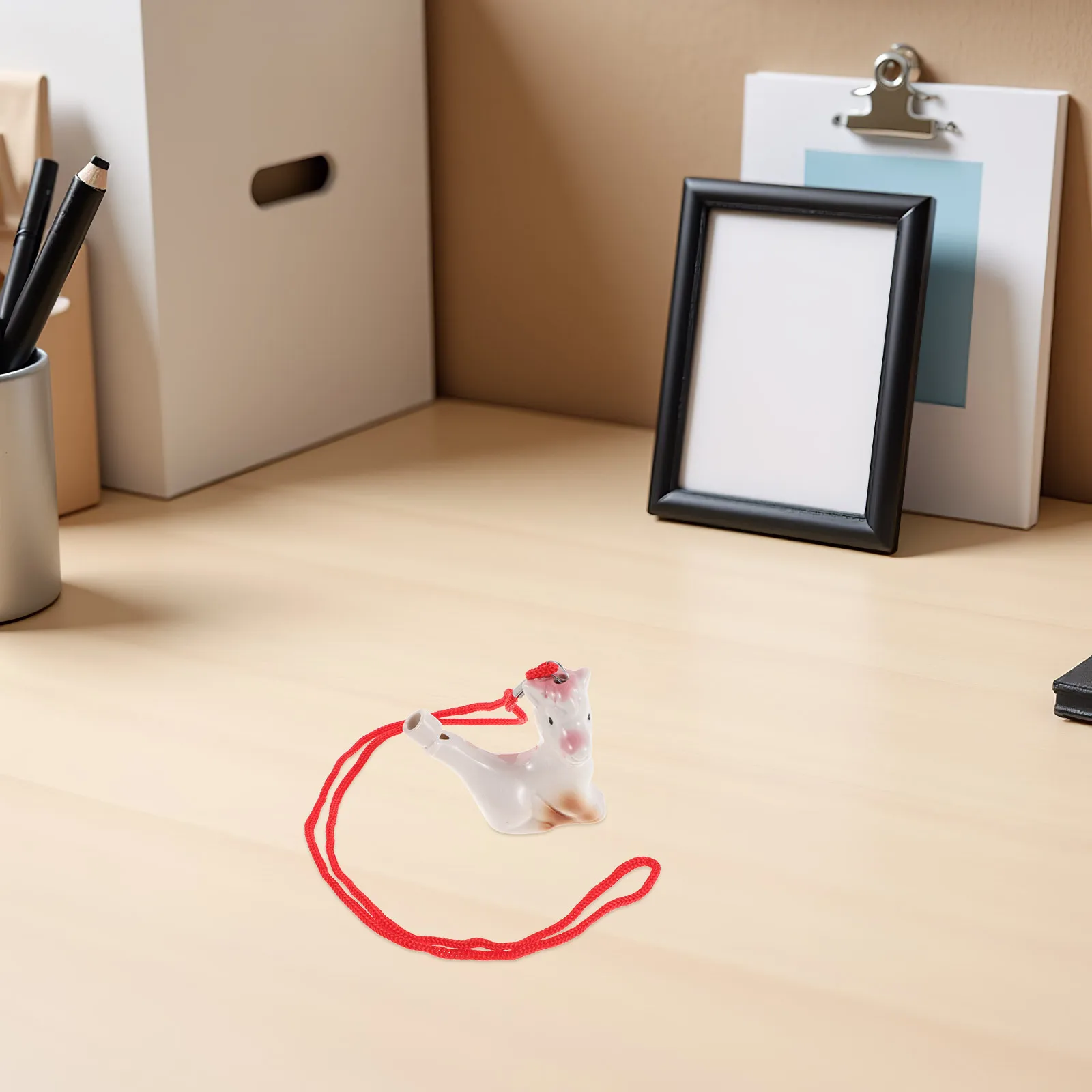 

6Pcs Ceramic Zodiac Whistle Horse Motif Bird Call Pendant Compact Water-Activated Sound Maker for Outdoor Fun