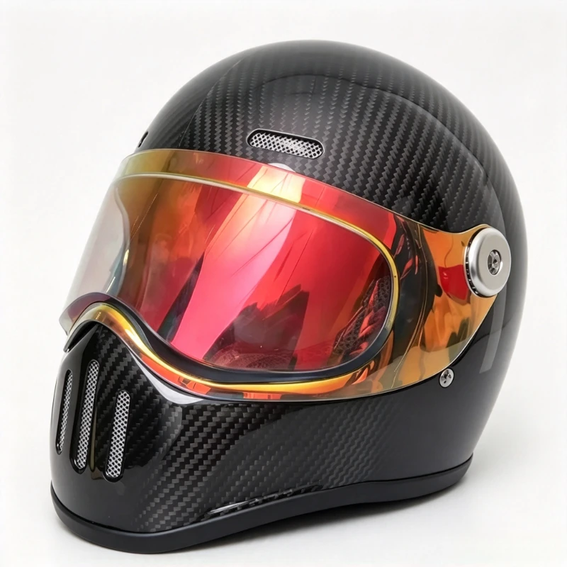 Super Tough Carbon Fiber Full Face Race Helmet Detachable Visor Impact Resistant Shock Soft Comfort Liner Motorcycle Helmet