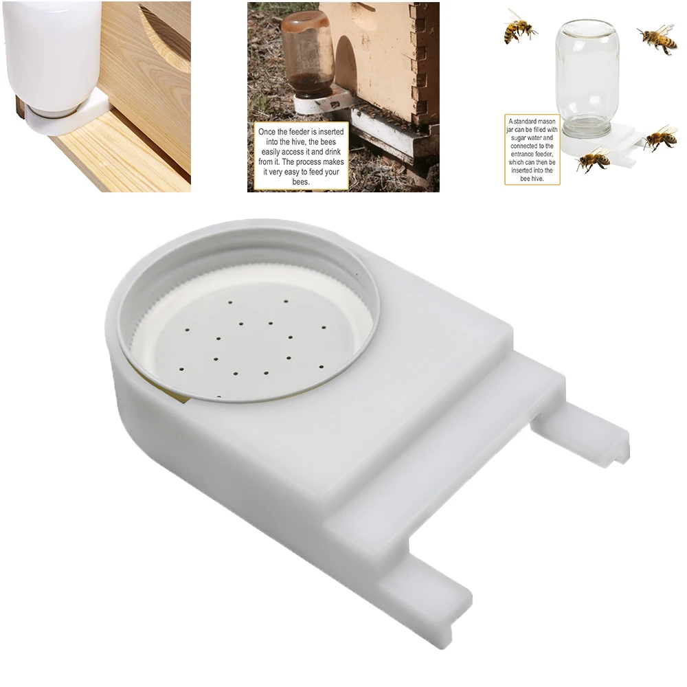 1PCS Honey Hive Entrance In  Jar Lid Bee Feeder Top Dispenser External  Suger Syrup Watering Waterer Beekeeping Tools Supplies