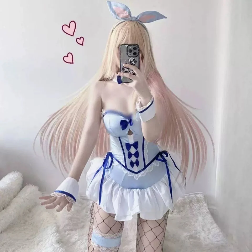 Disfraz de Cosplay Anime My Dress Up Darling Kitagawa Marin Vestido Azul Uniforme de Conejita Sexy para Halloween 2