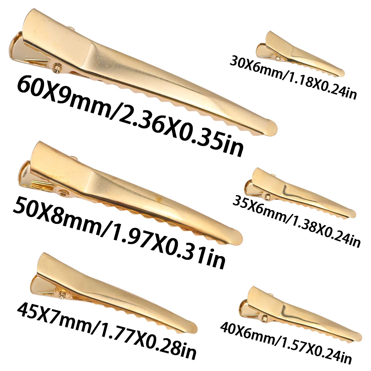 10pcs 30-60mm Hair Clip For Jewelry Making Single Prong Alligator Hairpin With Teeth Blank Setting Base For DIY Hair Clips