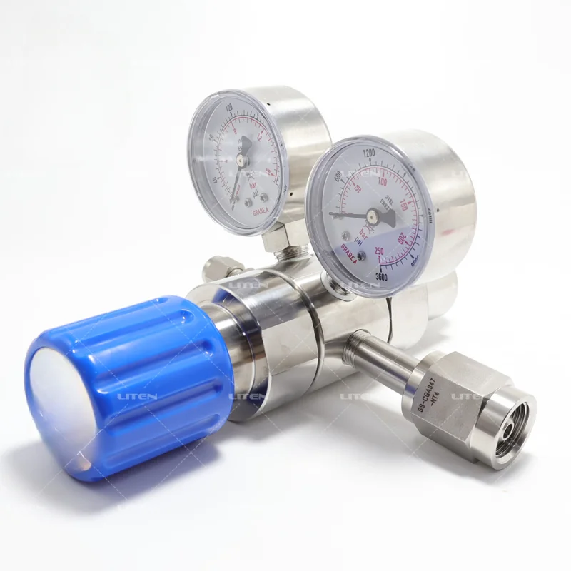 Two Stage Inert Gas Regulator 316L stainless steel 0-100 psi Analytical Cylinder Regulator with CGA-580 adpter