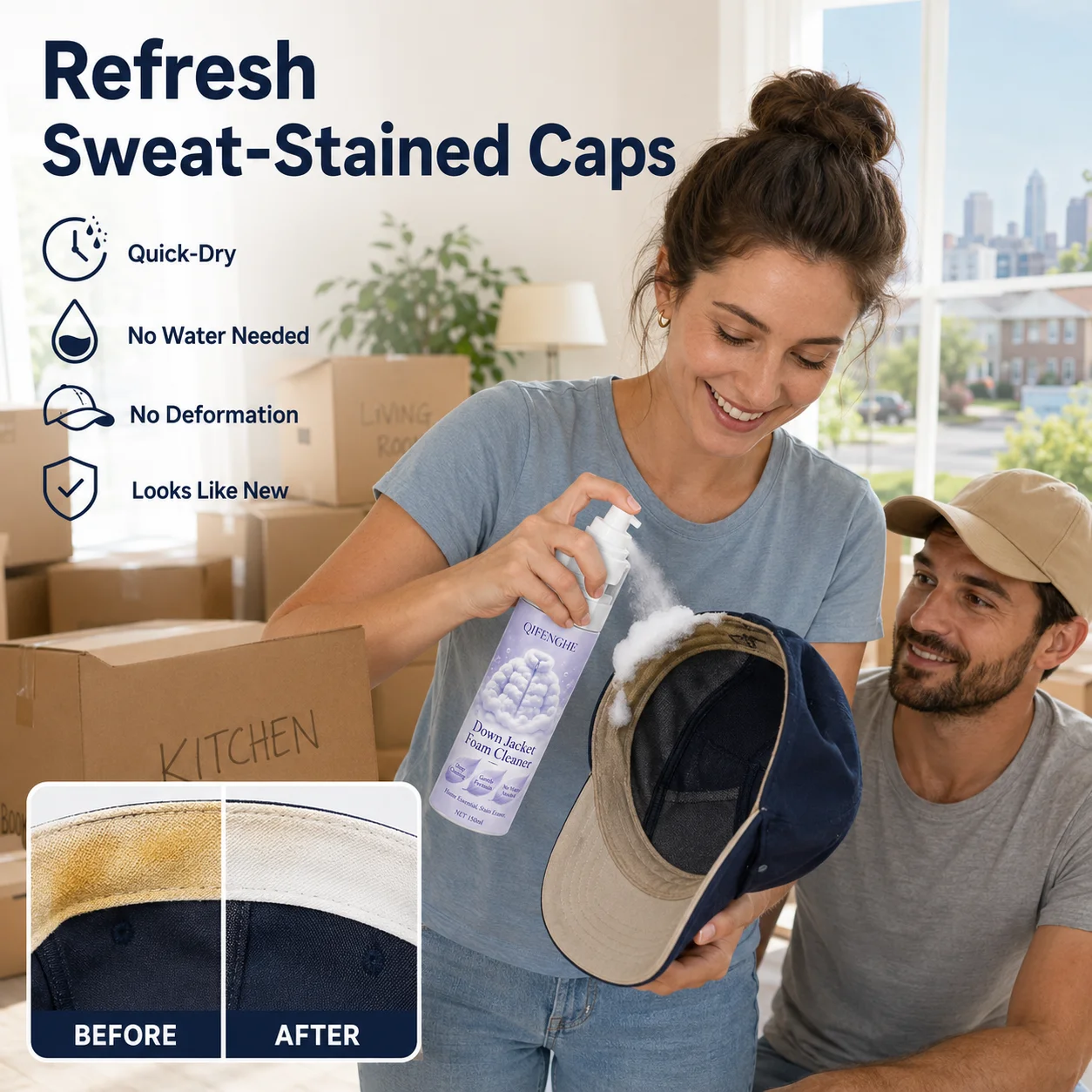Quick-Dry Foam Stain Cleaner 150ml - For Down Coats, Upholstery, Carpet, No Water Needed