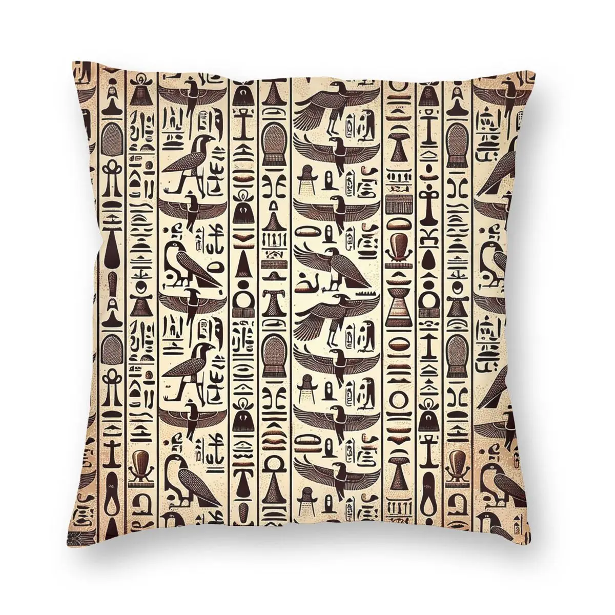 Ancient Egyptian Print Hieroglyphs Square Pillowcase Pillow Cover Cushion Zip Decorative Comfort Throw Pillow for Home Car