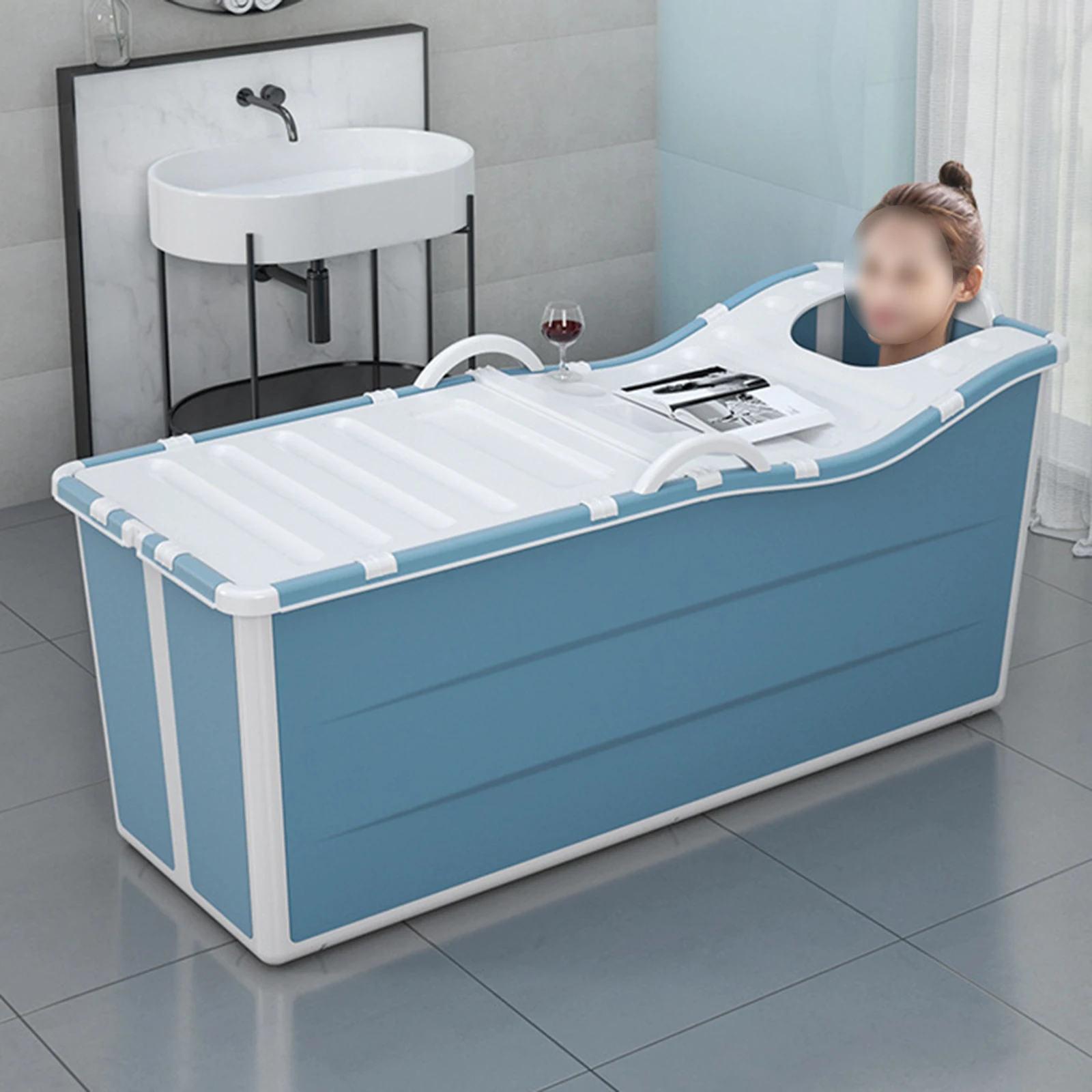 

Portable Foldable BathTub Bathtub Adult SPA 136cm Enlarge Bath Bucket Simple Soaking Bathtub Thick Tub Lock Temperature