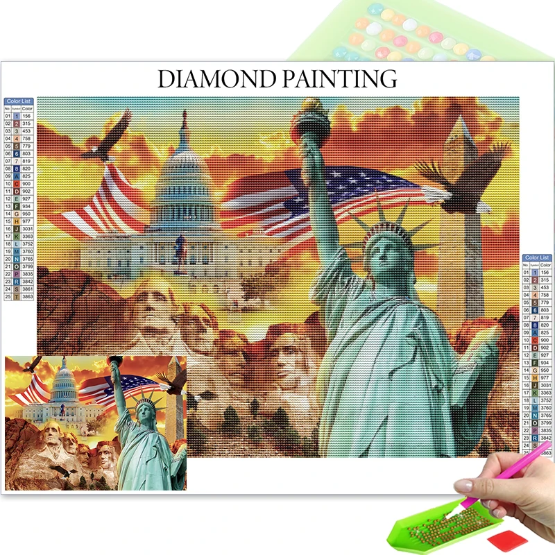 Diamond Painting Kit On Clearance Arts And Crafts Supplies Adultsthe Statue Of Liberty Artist Cross Stitch Full Rhinestones Art