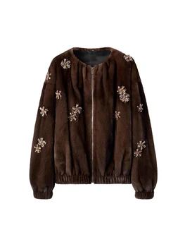 Lautaro Winter Luxury Elegant Thick Warm Soft Brown Short Faux Mink Fur Coat Women…