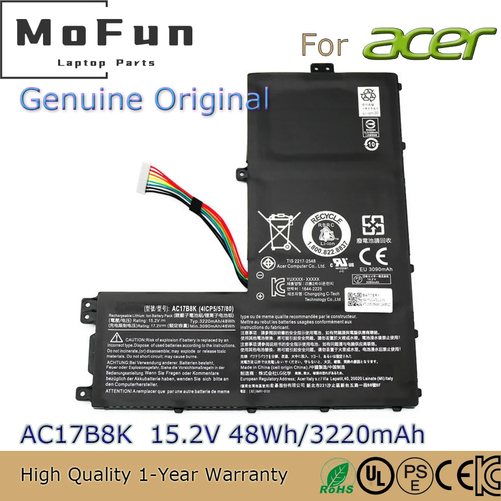 

Brand New Original AC17B8K 15.2V 48Wh Laptop Battery for Acer Swift 3 SF315-52G SF315-52 4ICP5/57/81 51AK