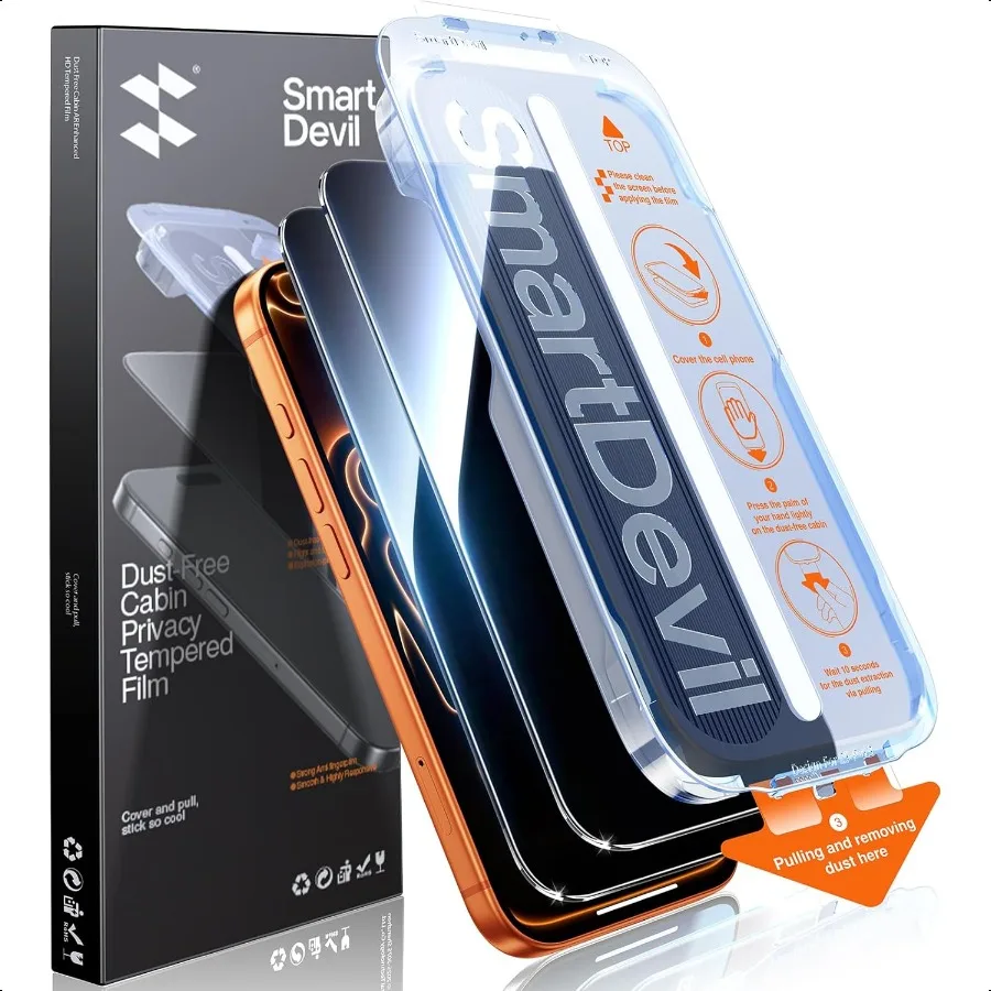 

2 упаковки для iPhone 17 Pro Max, защитная пленка для экрана, небьющееся закаленное стекло [True 28Anti Spy] [9H Hardn] [авто DustElimina