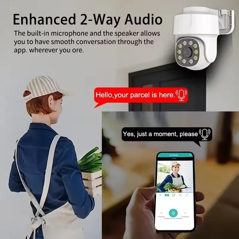 Hongnaer 8MP Eseecloud Audio Dua Arah 4CH Luar Ruangan POE NVR Kit CCTV Nirkabel IP PTZ Sistem Kamera Keamanan Sistem Pengawasan 4K