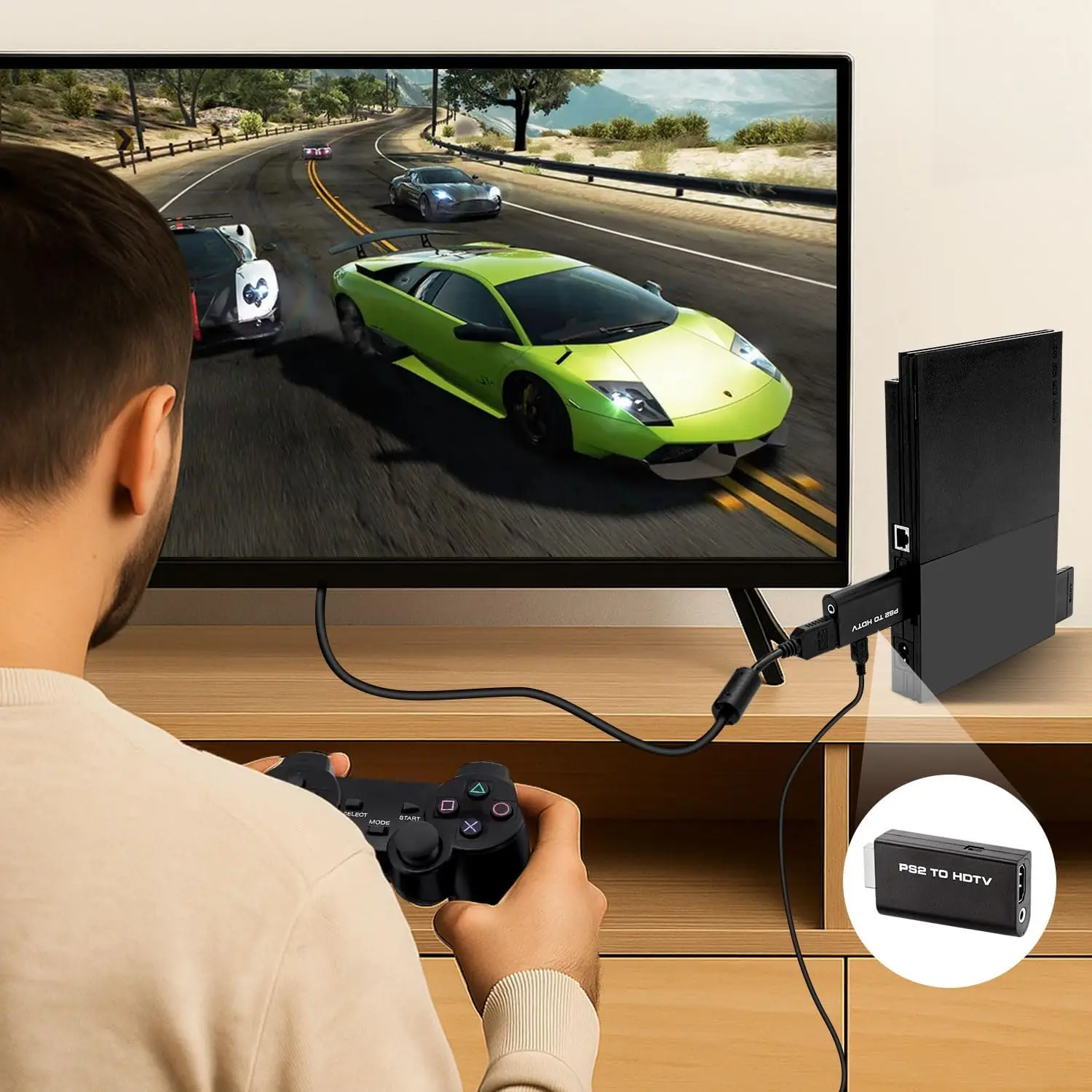 PS2 إلى HDMI 480i/480p/576i محول الصوت والفيديو