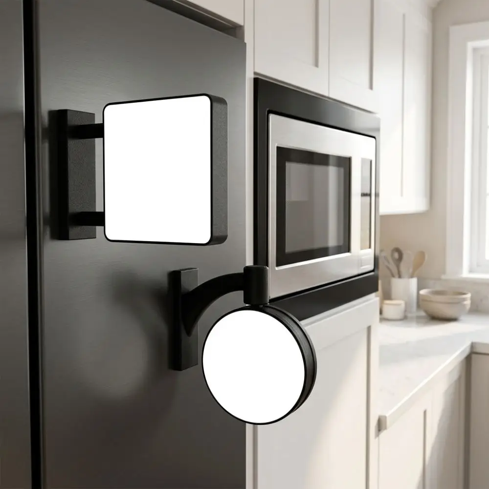 Miniature LED Refrigerator Magnet Light Sign Round Square No Pattern DIY Glowing Fridge Magnet Magnetic Base Energy Saving