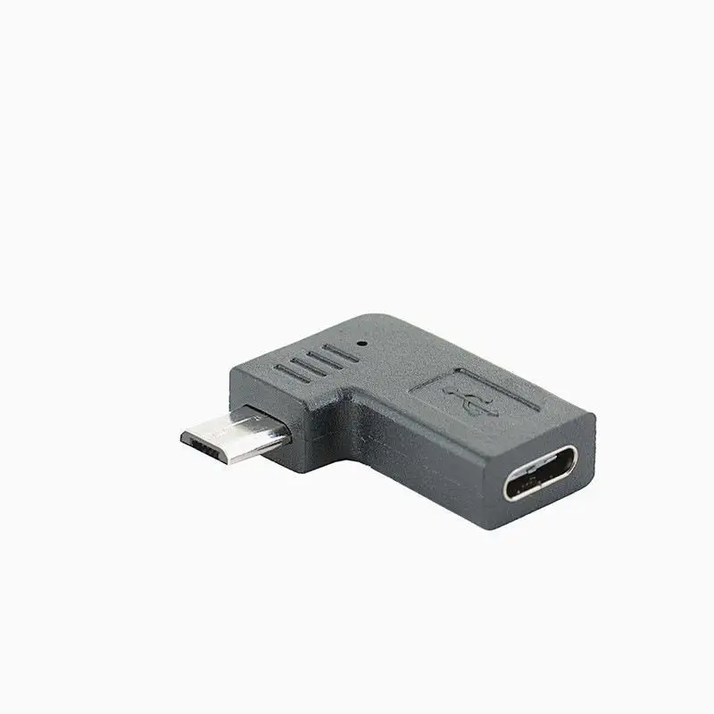 90 Angled Type C to Micro USB OTG Adapter Sturdy Shell Fast Charging High Speed Data Sync Converter for Car Outdoor Travel Use