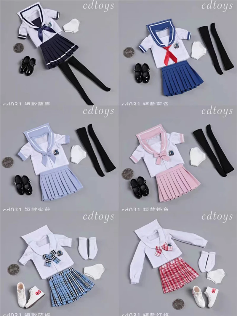 CDtoys CD031 1/6 Female Soldier Sailor Suit Student School Uniform J-K Skirt Long/Shirt Two Style For 12inch Action Figure Body