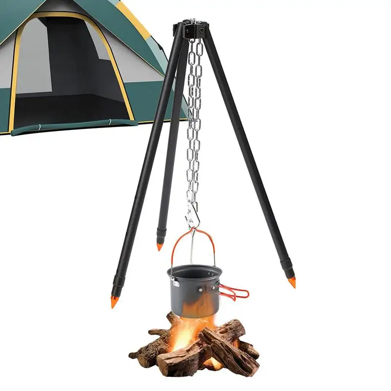 

Outdoor Camping Tripod Heavy Duty Cooking Tripod Rack Camping Campfire Tripod For Family Outings Friends Parties Camping Picnics