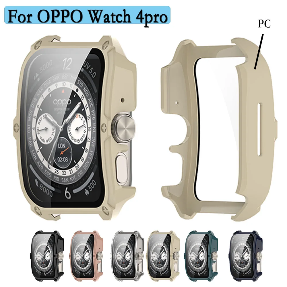 

For OPPO Watch 4Pro Watch Case 2 in1 PC Hard Case Cover With Tempered Glass Screen Protector Watch Accessories