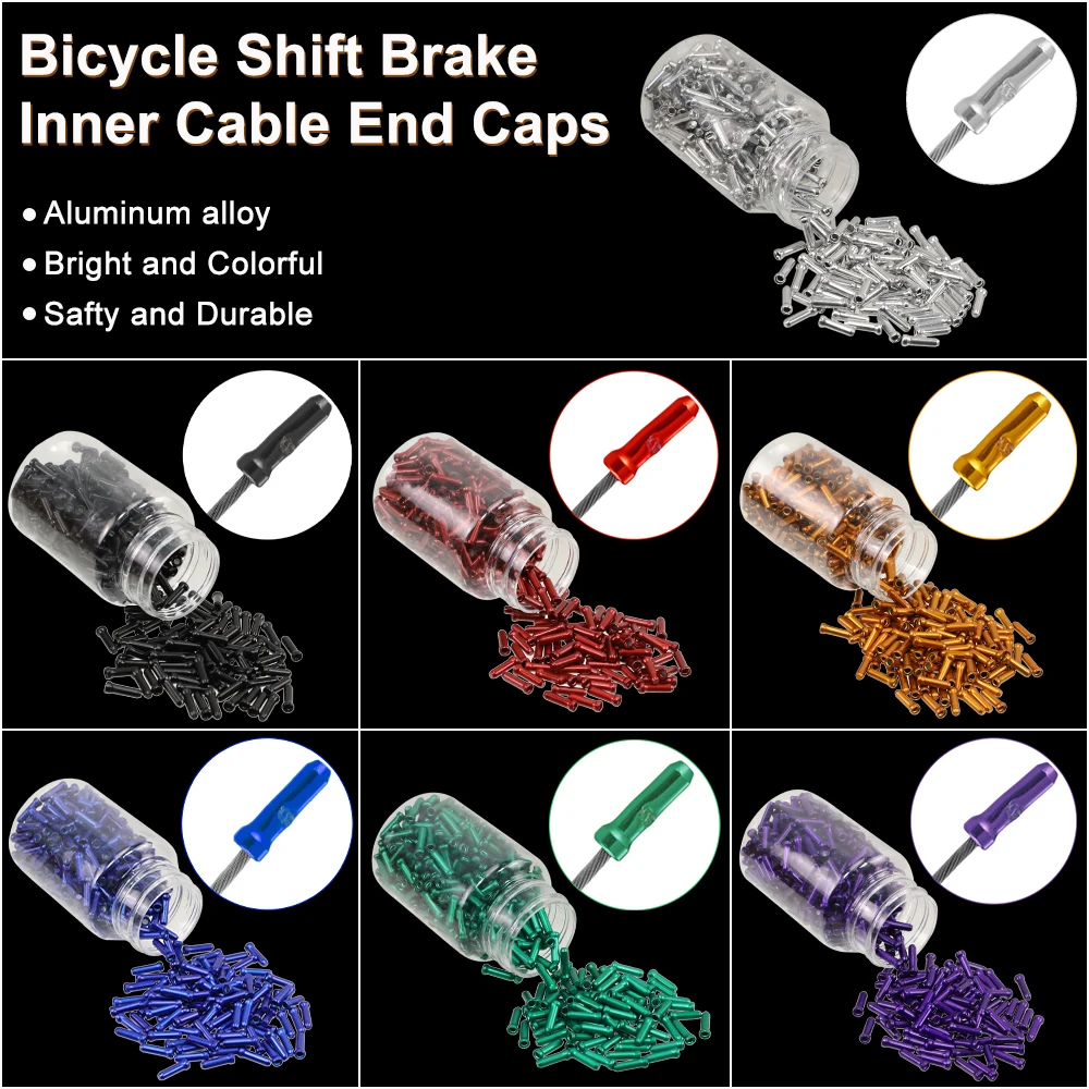 Bike Shift Brake Cable End Caps MTB Road Bike Shift Brake Inner Cable End Cap Aluminum Alloy End Cap Derailleur Wire Tips