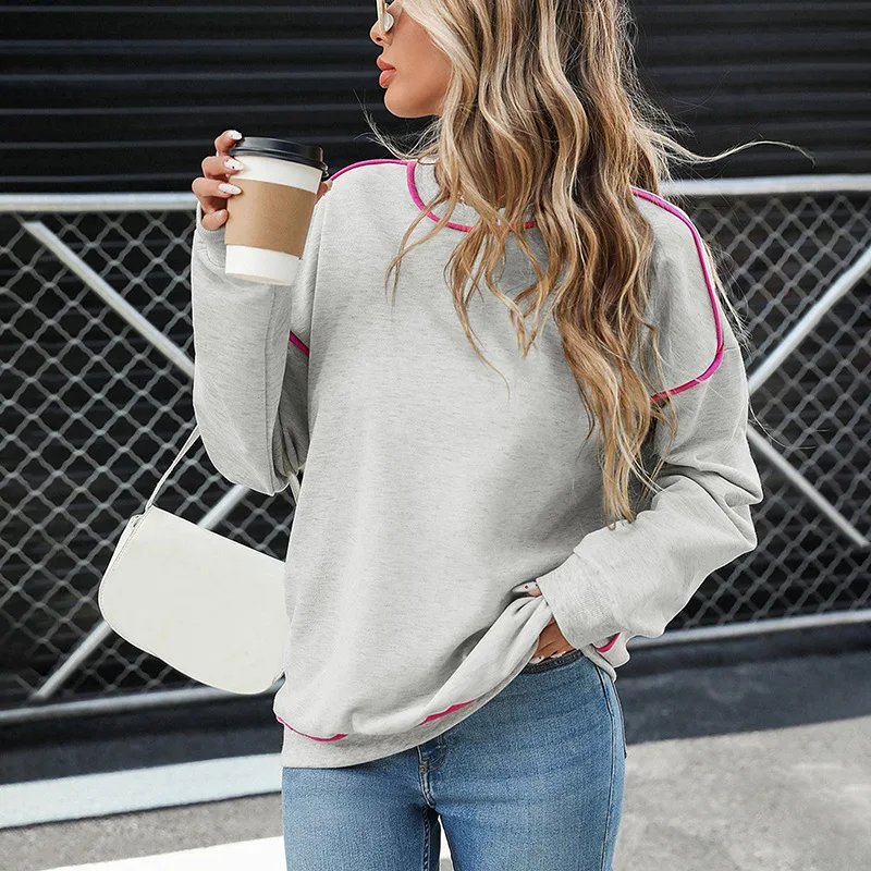 Autumn Sweatshirts Women Tops Round Neck Full Sleeve Casual Loose Top Y2k Streetwear Elegant Hoodies Work Simple Sweatshirt 2025
