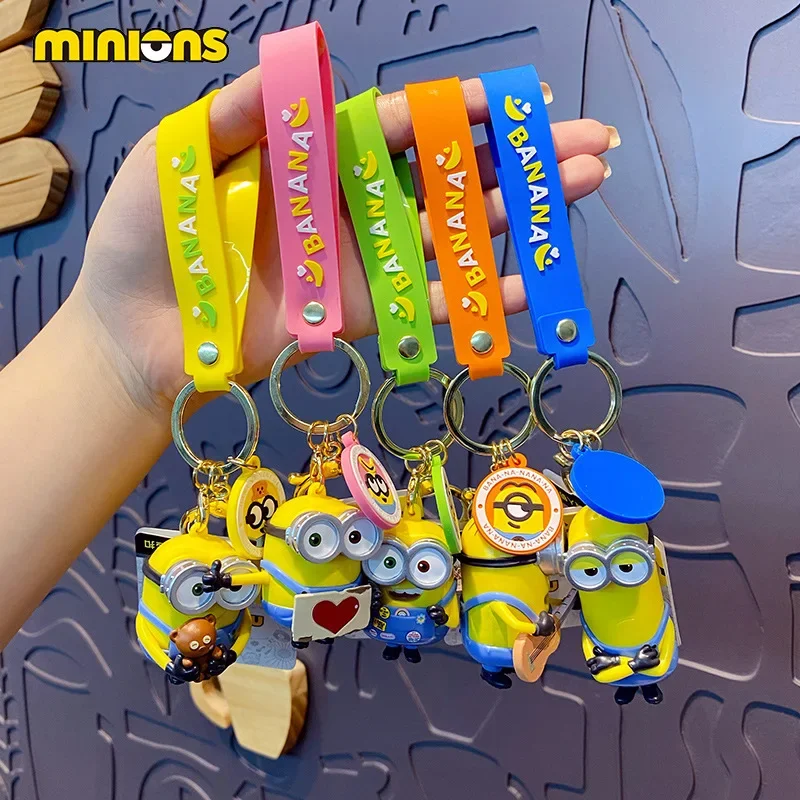 Kawaii Anime Minions Bob Stuart Kevin Dolls Pendant Cute Cartoon Toys Keychains Fashion Backpacks Ornament Gift for Children's