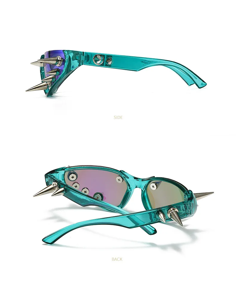 Cyberpunk DIY Unisex Übertriebene Sonnenbrille Niete Motorrad Stil Hip Hop Streetwear Brille Handgemachte Optische Brillen – Detail 12