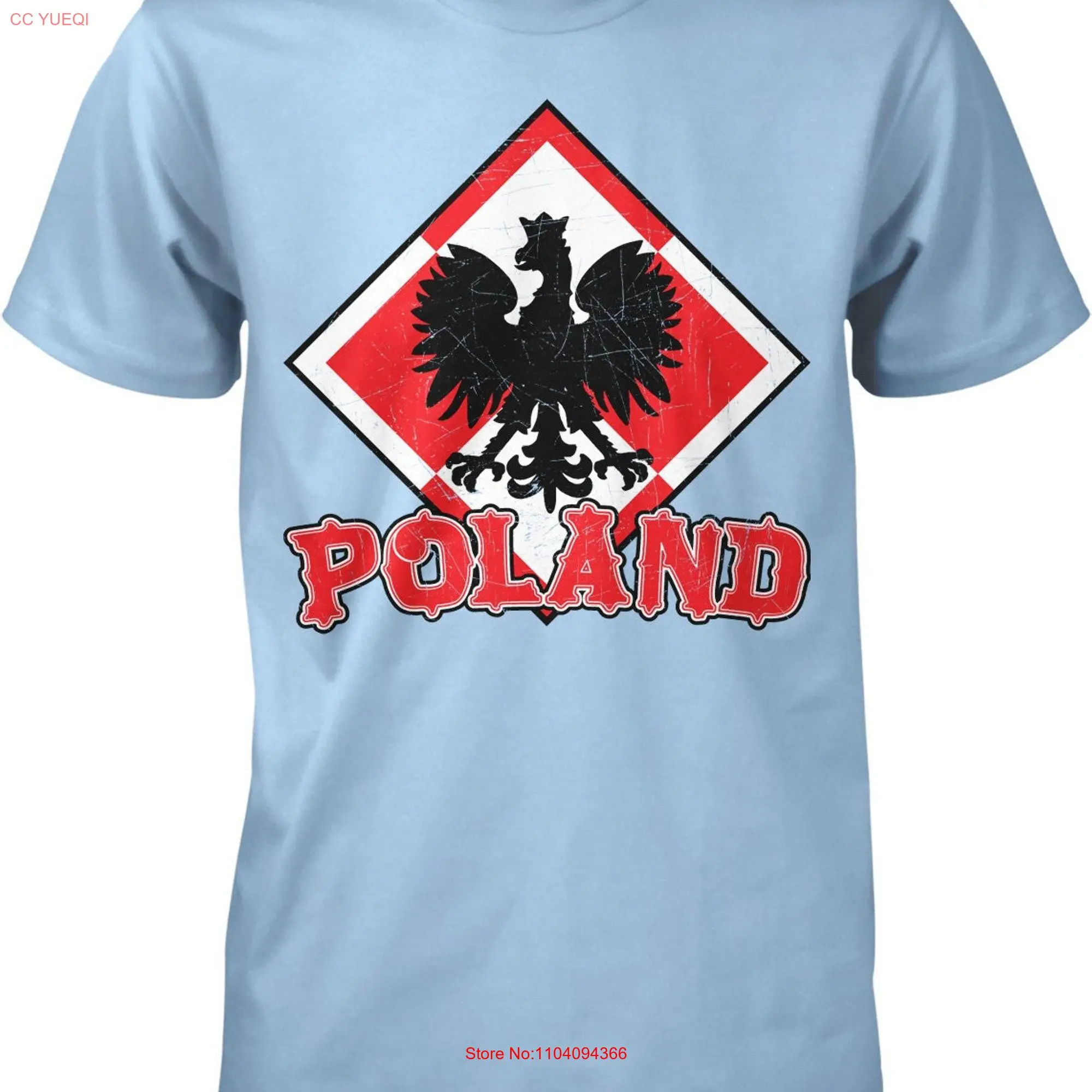 Poland Coat of Arms Republic White Eagle Crown Men's T shirt HOOD_00202 long or short sleeves