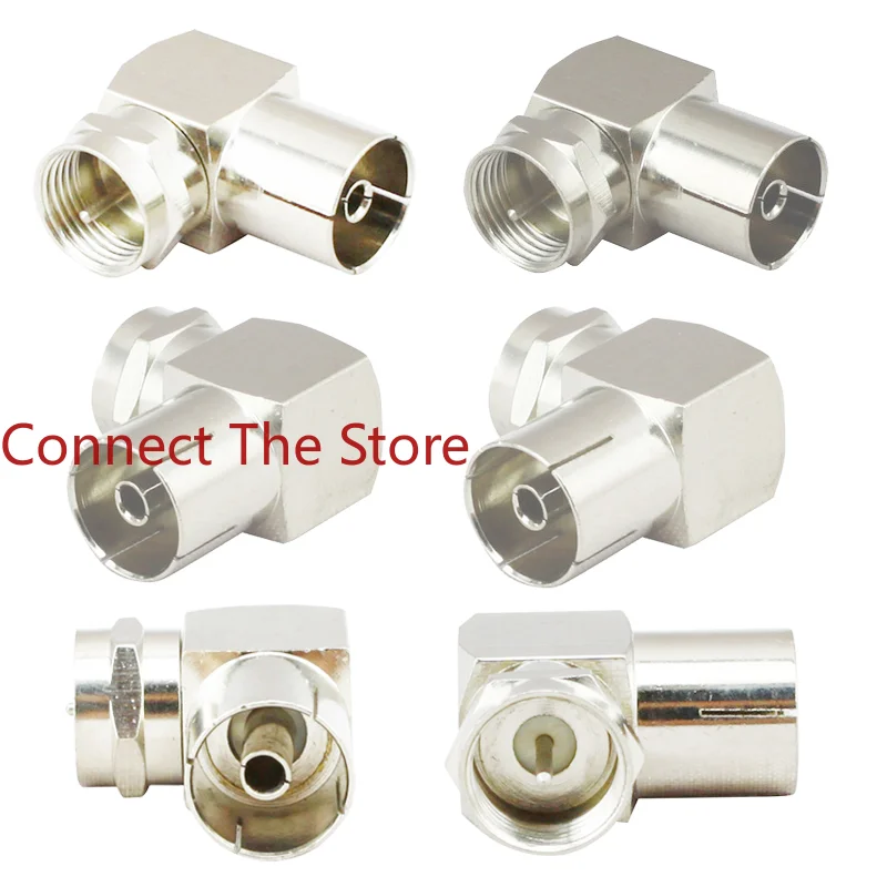 4PCS All-copper Nickel-plated F-head British Revolution TV Bus Right-angle Adapter  Seat To 9.5mm     