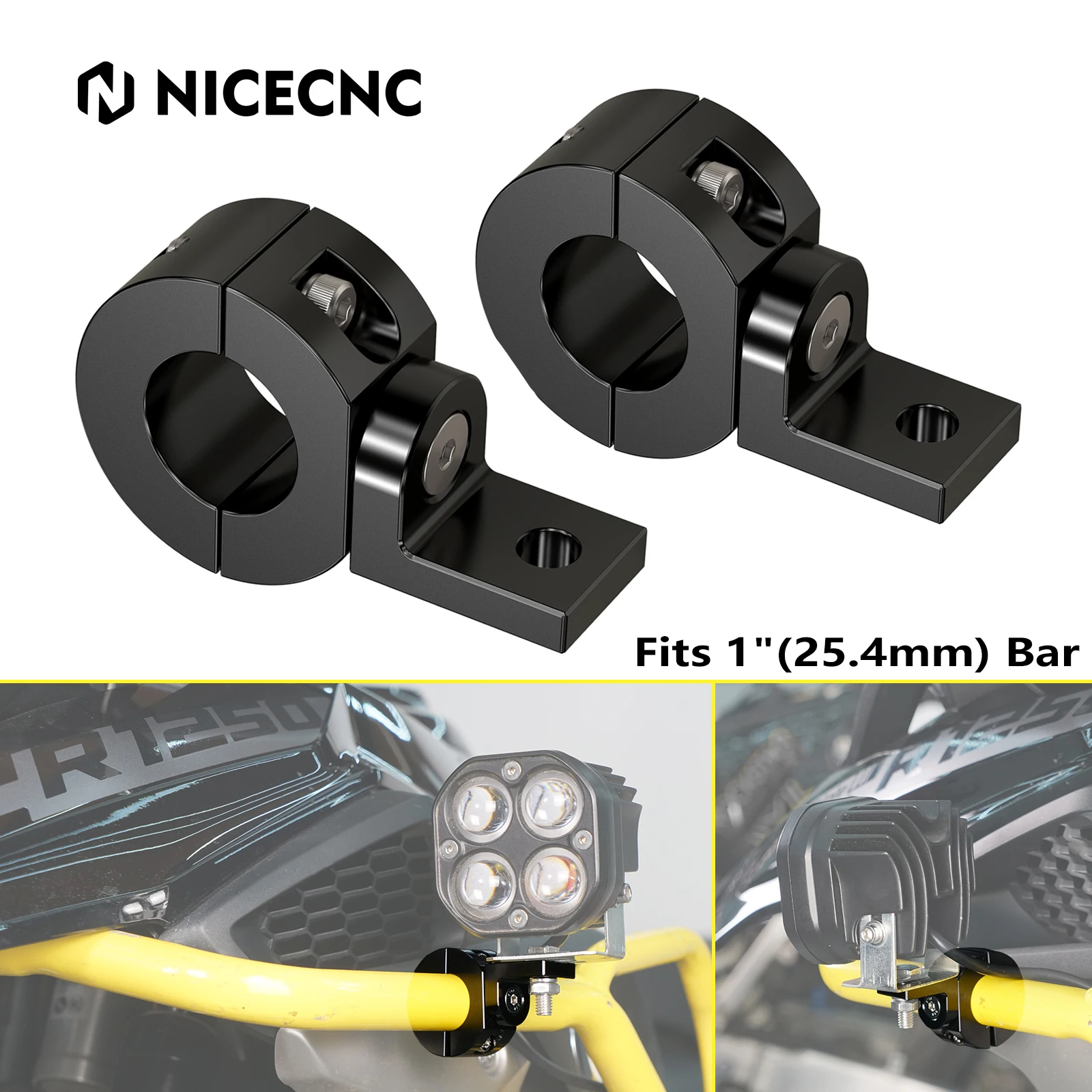 

1" Motorcycle Engine Bumper Spotlights Auxiliary Light Holder Brackets for KTM BMW Honda Yamaha Suzuki Ducati Aprilia Triumph