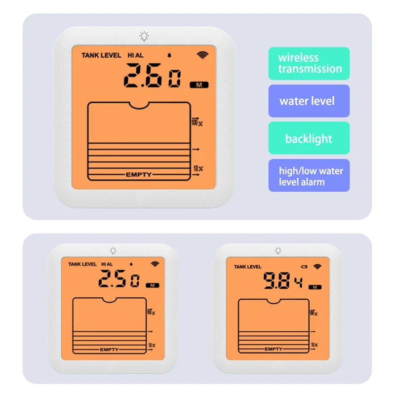 豚肉-超音波水槽レベルメーター、液体深さセンサー、温度表示、時間表示、アラーム機能付き