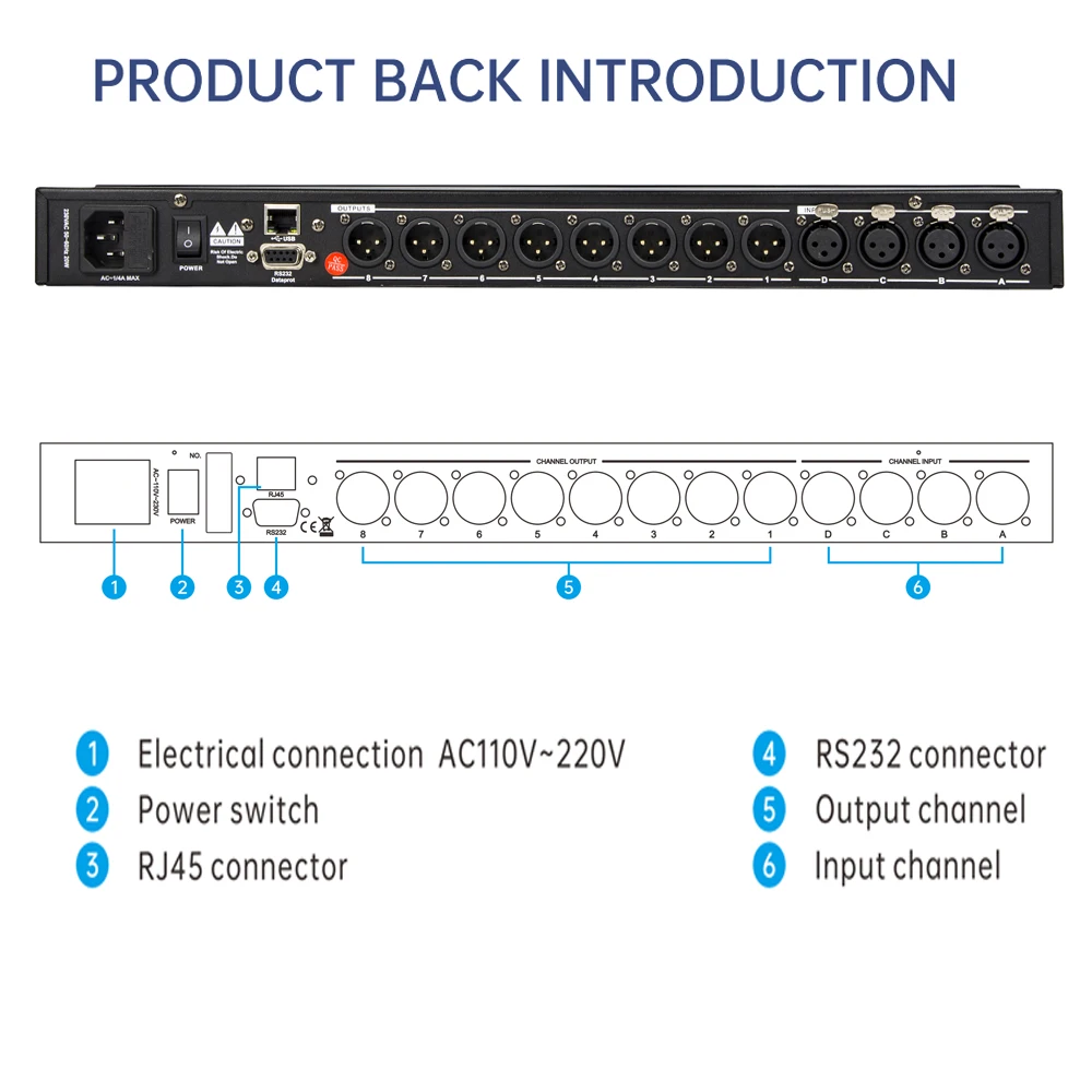 Cyfrowy procesor audio Paulkitson LD448 z jodłami 32-bitowy procesador Driverack 4in 8out Profesjonalny system sterowania głośnikami