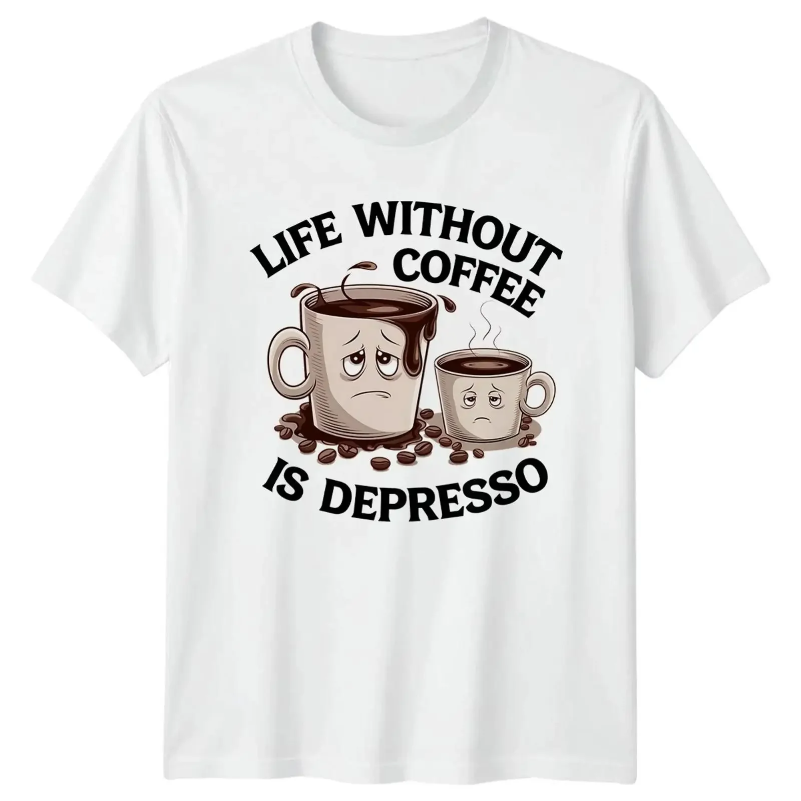 Leben ohne Kaffee ist Depresso T Shirt Humorvoll für Sie und Ihn vintage Washed graphic streetwear homme Stretched