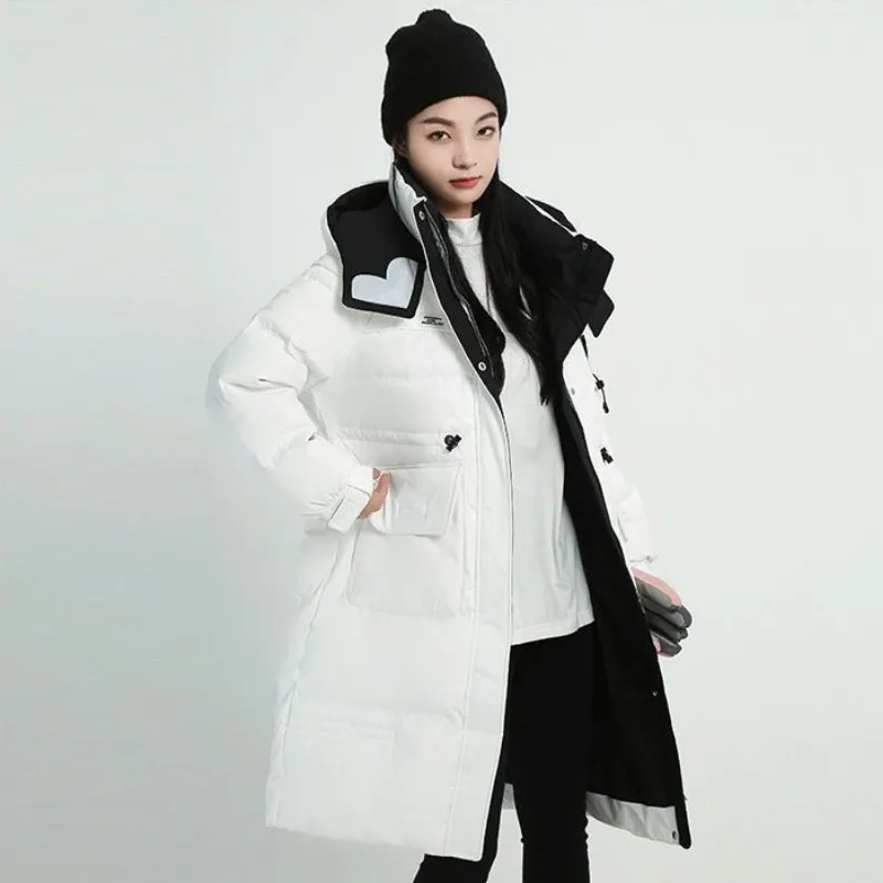 Doudoune à capuche mi-longue pour femme, pardessus femme, vêtements d'extérieur chauds, version Parkas adt optics, loisirs, hiver, nouveau, 2023