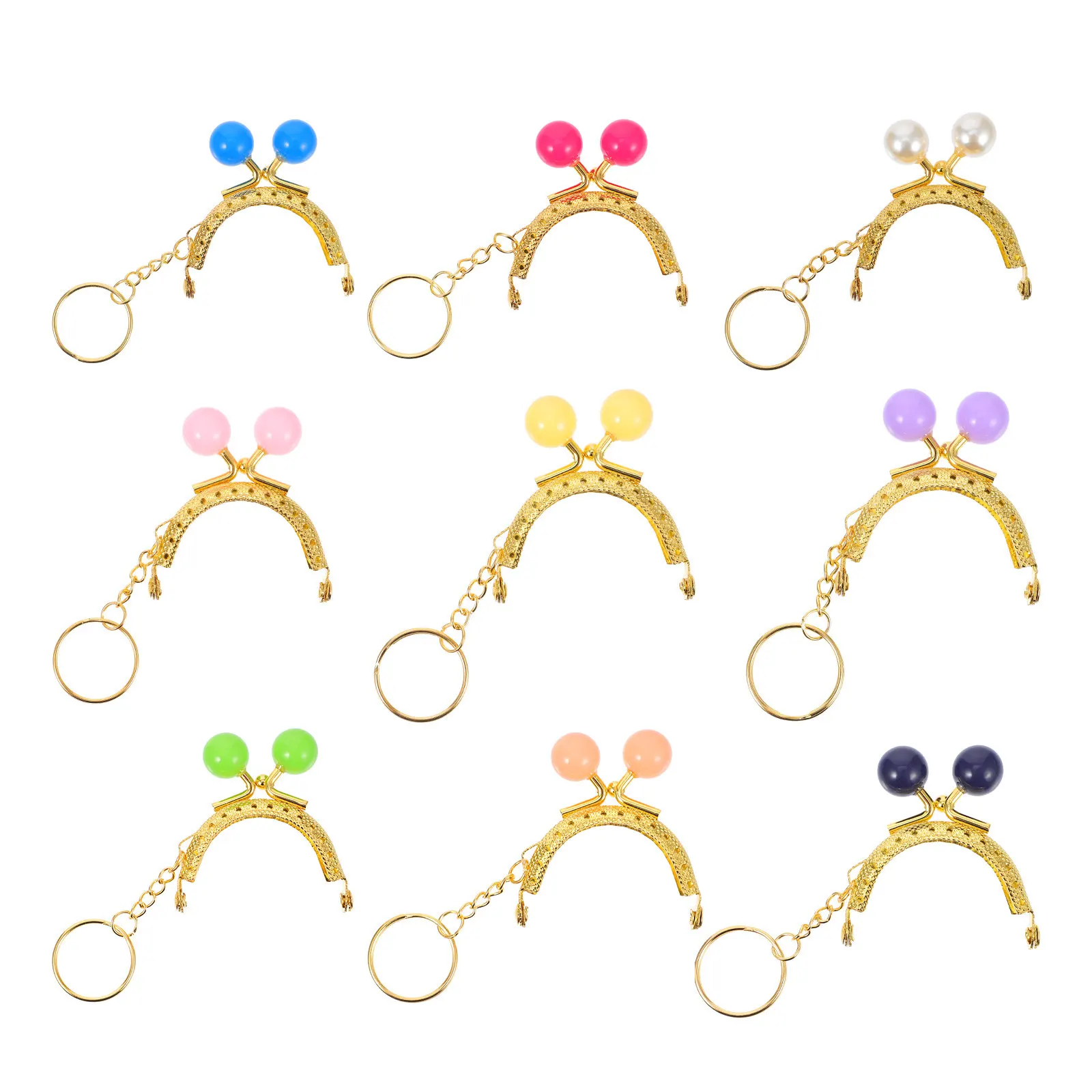 

9Pcs Candy Bead Clasp Set Titanium Alloy Purse Frame Handbag Lock DIY Accessories for Wallet Clutch Bag Making Retro Style