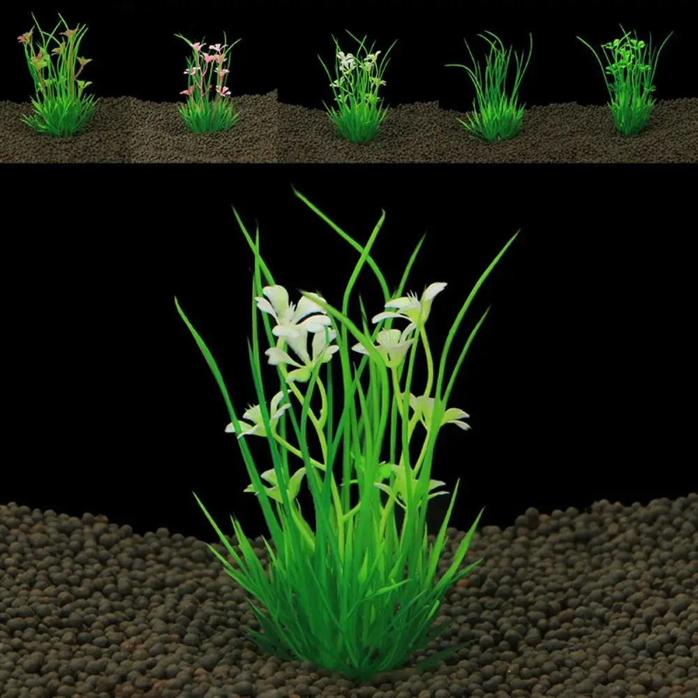 Plantes d'aquarium artificielles en plastique vert, plantes vertes l'intensité, simulation de mauvaises herbes d'eau, ornement de poisson précieux, accessoires d'aquarium, 13cm