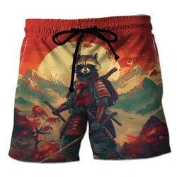 Harajuku Summer 3D Japanese Samurai Warrior Printing Beach Shorts For Men Fashion Cool Streetwear Swimming Trunks Mens Clothing