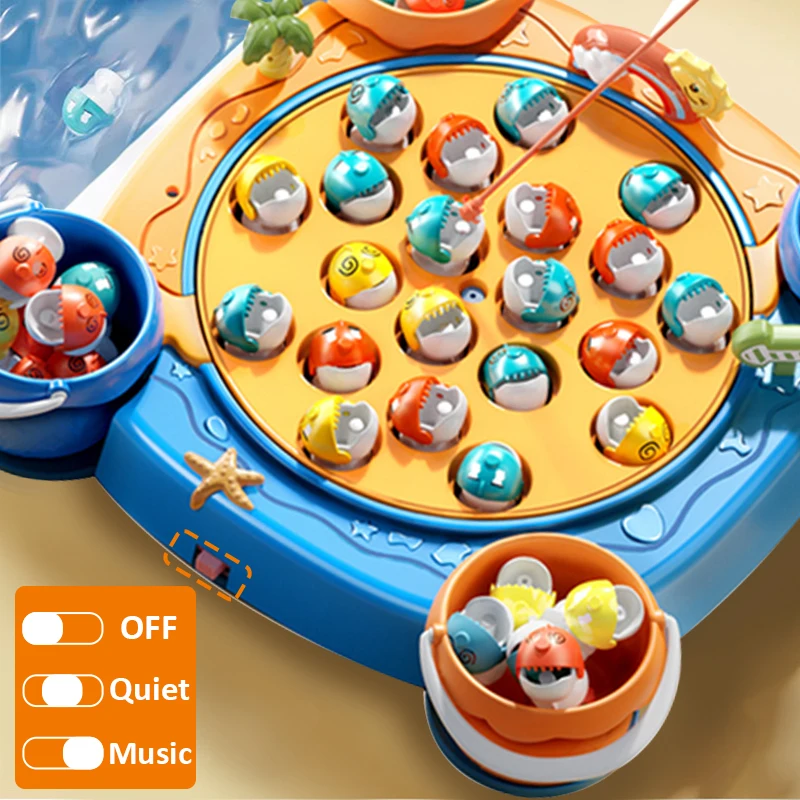 Montessori Magnetic Fishing Game Marine Life Cognition Color Number Music Toys for Children Montessori Educational Parent-child