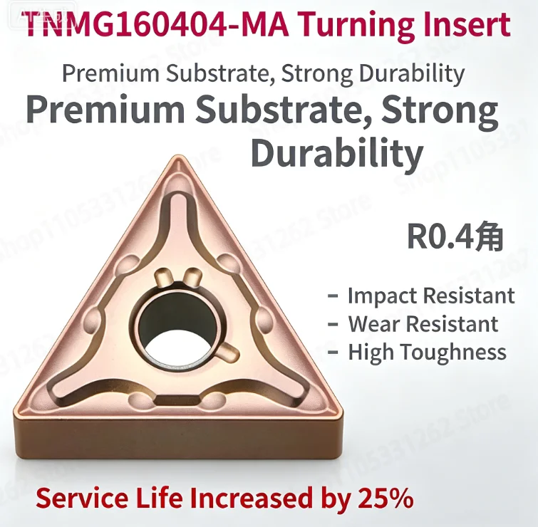 Carbide Turning Insert TNMG160404 BM8818, Triangle Indexable Tool for Stainless Steel, External Lathe Cutter