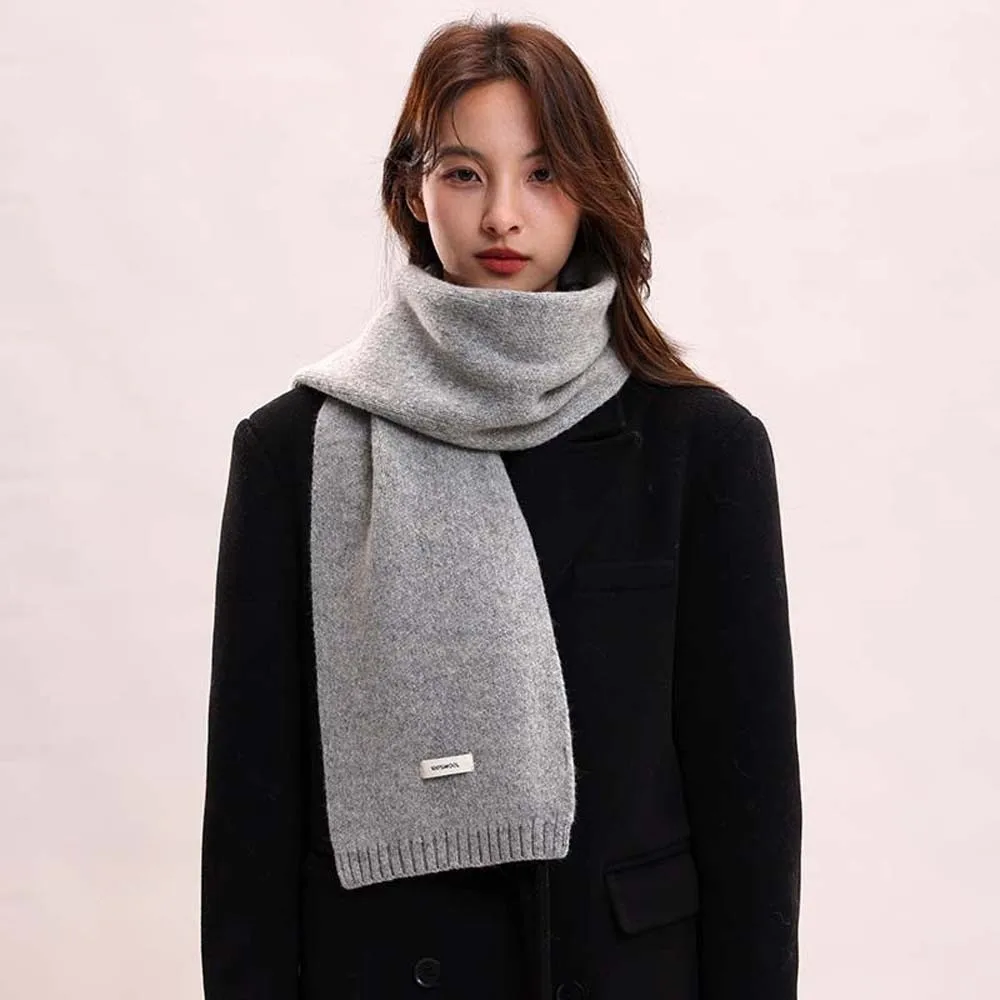 

Большой однотонный вязаный шерстяной шарф, морозостойкий ветрозащитный длинный утолщенный шейный шарф, универсальный мягкий зимний теплый женский шарф