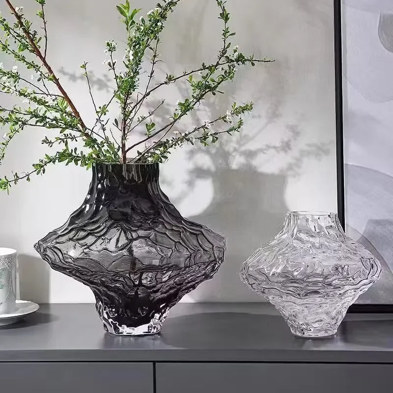 Nordic Glass Vase Transparent Waterborne Flower Arrangement Accessories Home Living Room Ornaments Office Desk Furnishing Decor