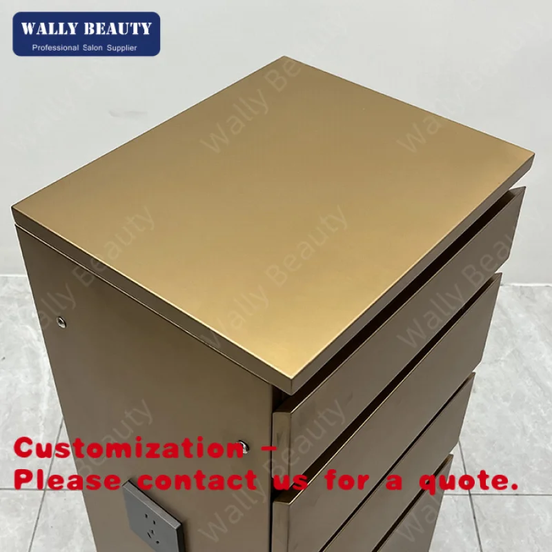 

Металлическая тележка для салона красоты из нержавеющей стали Customized.Gold для парикмахерского оборудования и наращивания волос