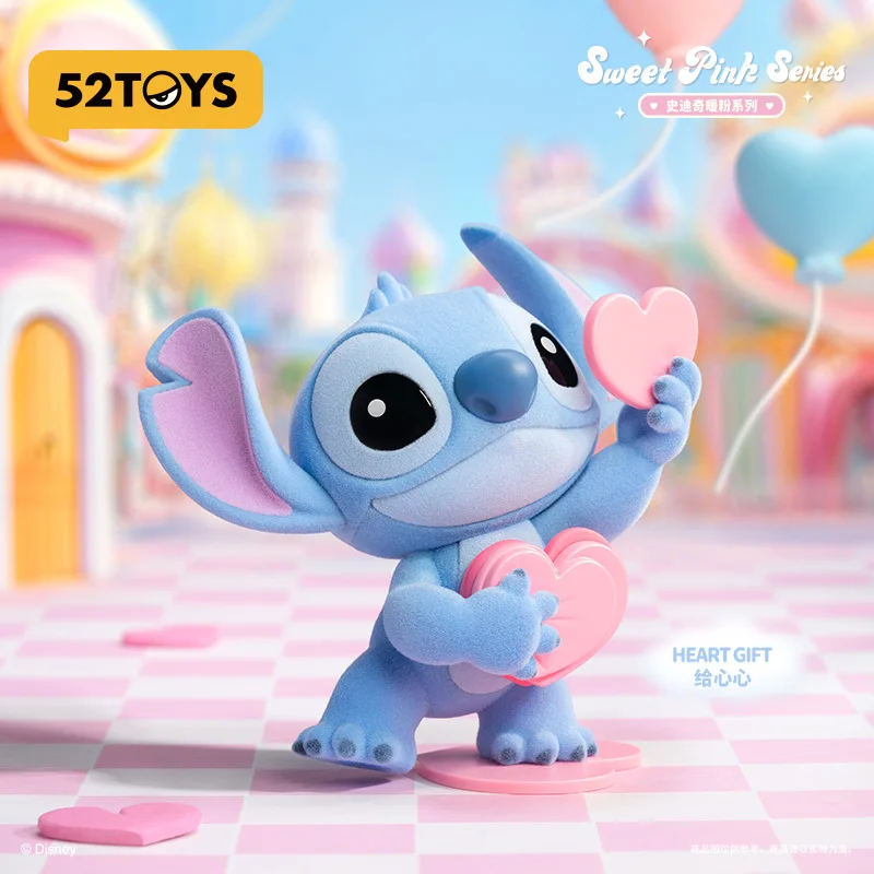 

Genuine 52TOYS New Disney Stitch Sweet Pink Series Flocking Blind Box Kawaii Stitch Action Figure Surprise Gift Customized