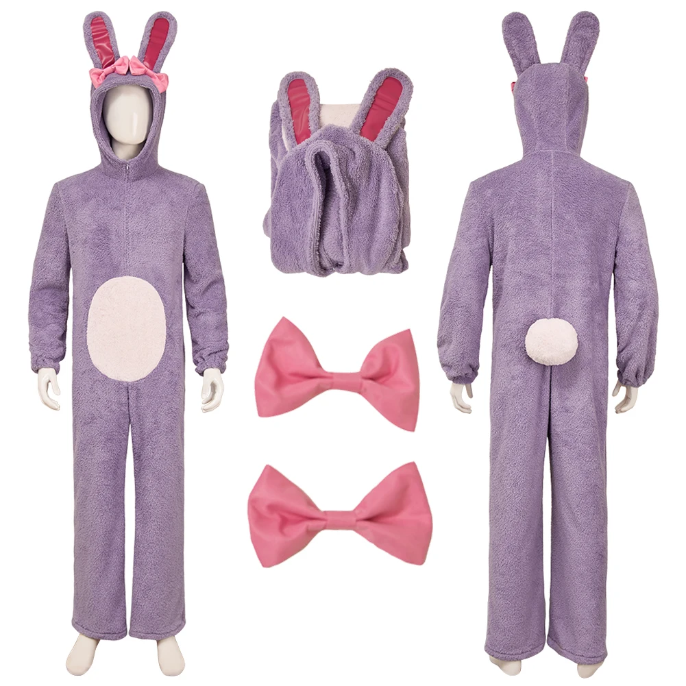 

Finnick Cosplay Sleepsuits Cartoon Zoo S2 Costume Purple Plush bodysuit Bunny Ears Bow Tie Set Halloween Party Women Suits