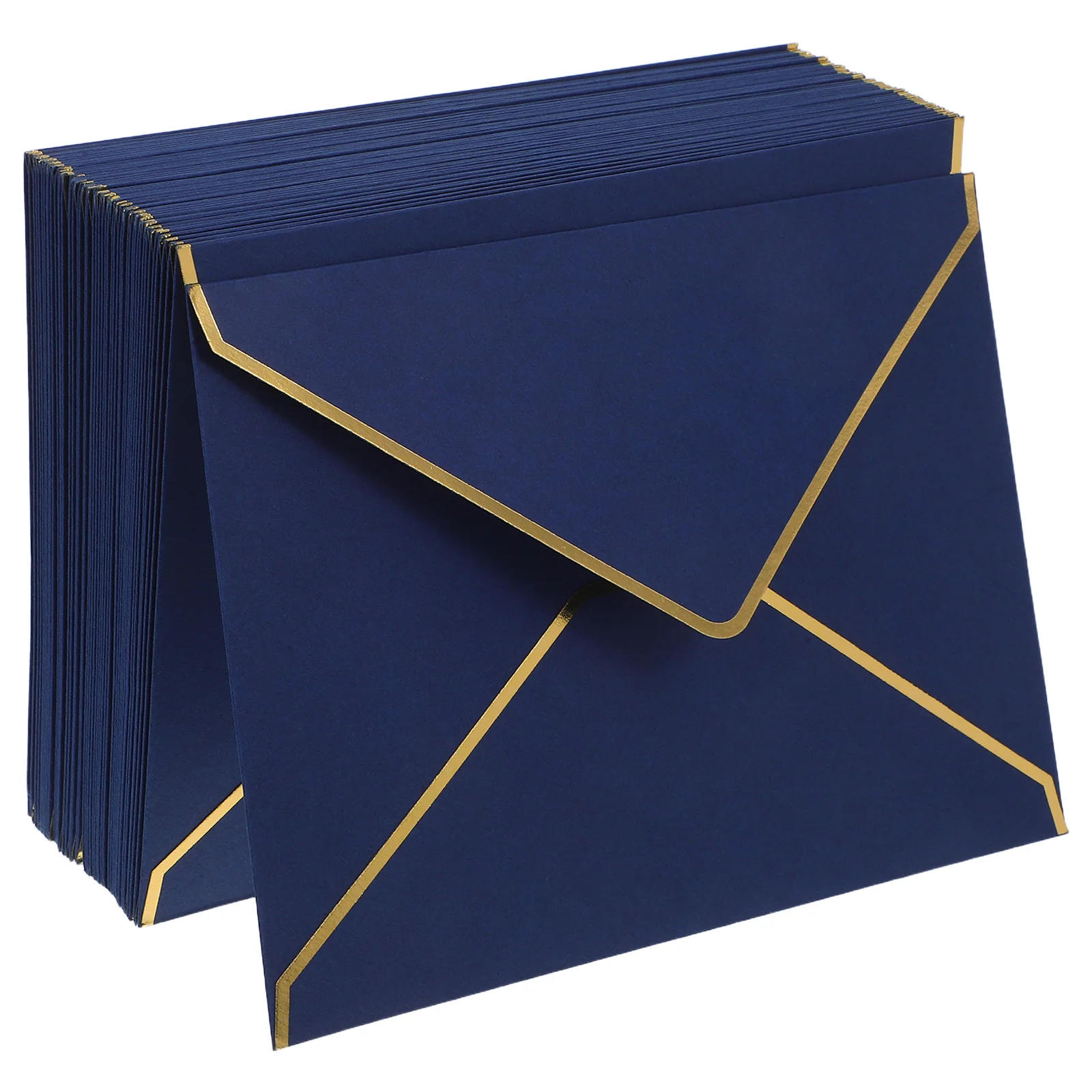 

50pcs Envelopes 7.3X5.3" Gold Foil Border V-Flap Thick Paper For Wedding Invitations Baby Shower Graduation Event Mailing