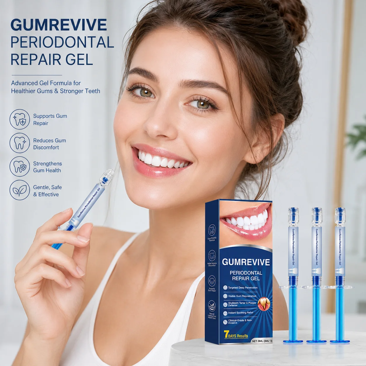 Gumrevive Periodontal Repair Gel 7 Days Results Deep Clean Remove Tartar Plaque Soothe Gums Teeth Whitening Oral Care Gel
