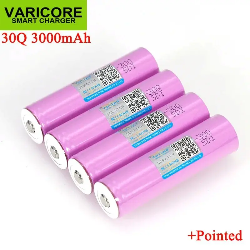 

VariCore New 3.7V 18650 3000mAh Rechargeable battery INR1865030Q 3.6V discharge 20A Max 35A Power batterie+Tip For Flashlight