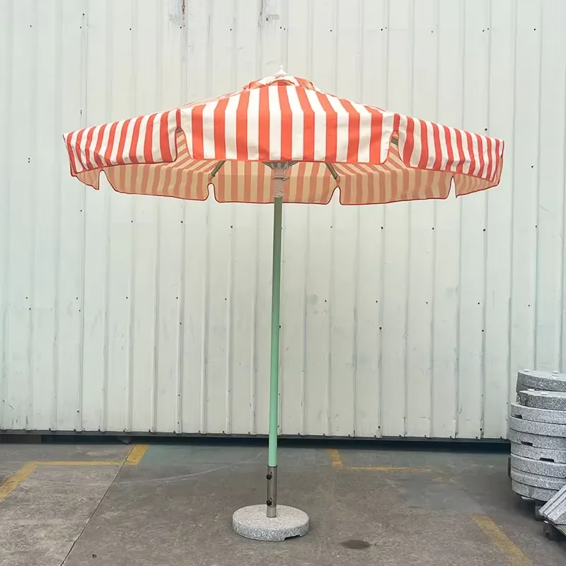 Customizable Brand Premium Aluminum Outdoor Umbrella Modern Design Beach Garden Sun Parasol with Fringe for Hotels