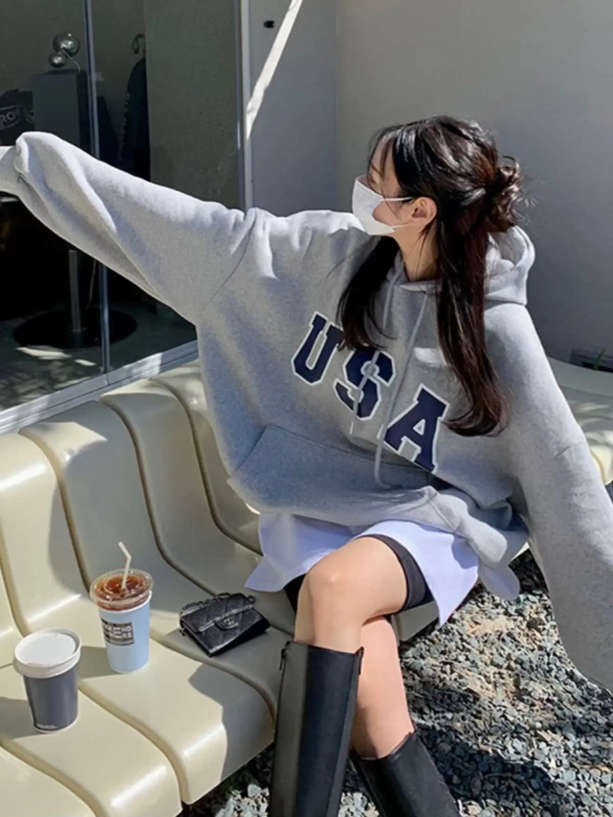 Dames Fce Gevoerde Hoodie Oversize Lazy Sle Herfst Winter Warm Letterborduurwerk Anti-aging Toplaag Koreaanse Sle Lange Sl...