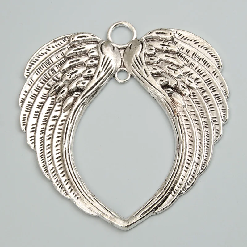 3pcs Silver Color 69x66mm Large Angel Wings Charms Connector Pendant For DIY Handmade Alloy Findings Jewelry Making Accessories